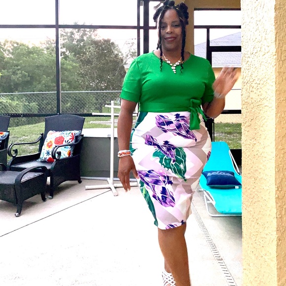 Green Print Midi Dress